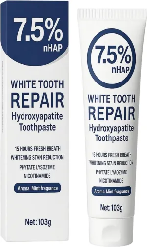 7.5% Hydroxyapatite Toothpaste – Fluoride-Free Whitening & Enamel Support, Gentle Nano Formula for Sensitive Teeth, Fresh Mint, Natural Daily Care