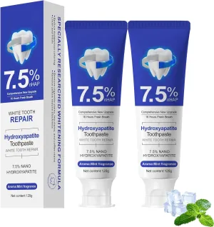 7.5% Hydroxyapatite Toothpaste, Nano Hydroxyapatite Toothpaste for Enamel Protection and Tooth Strengthening, Fluoride-Free Formula, Gentle Mint, Fresh Breath
