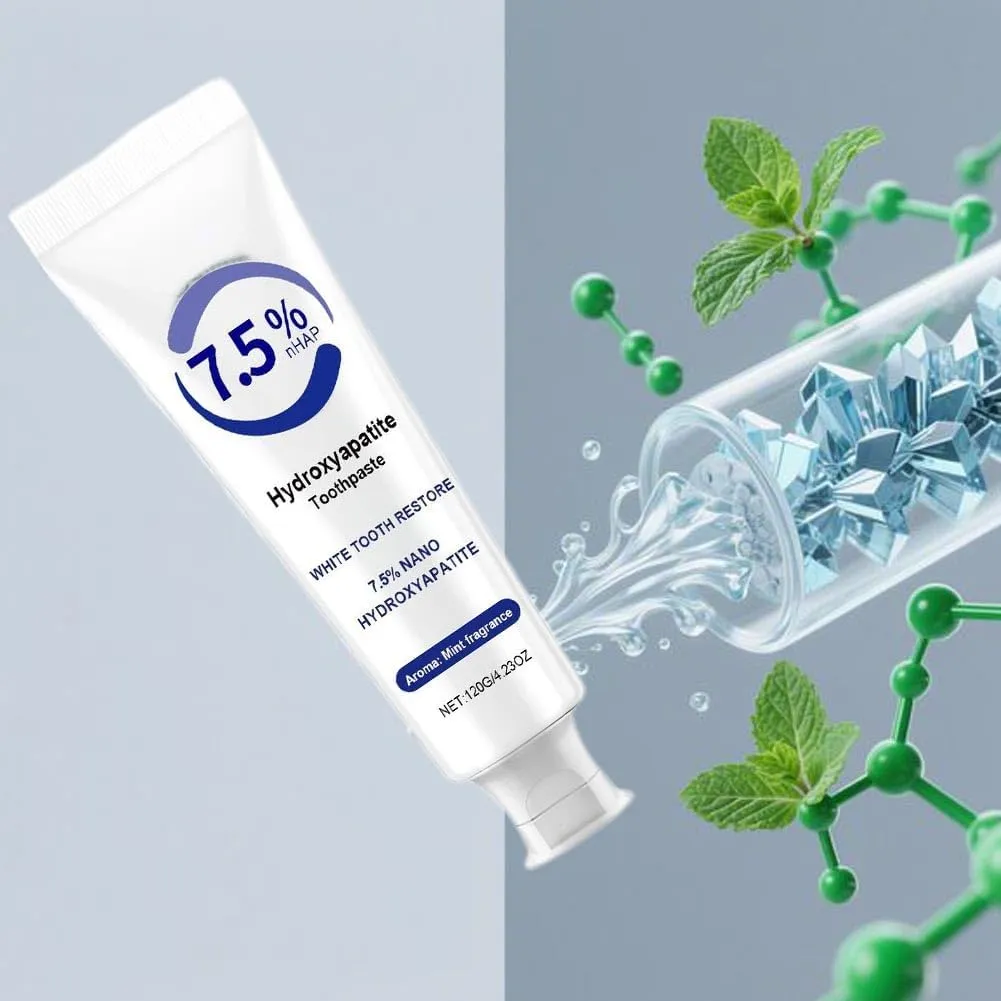 7.5% Hydroxyapatite Toothpastes, Nano Fluoride Free Hydroxyapatite Toothpaste for Enamel Protection and Tooth Strengthening, Fresh Mint Deep Cleansing Toothpaste for Teeth (3, White-Blue)