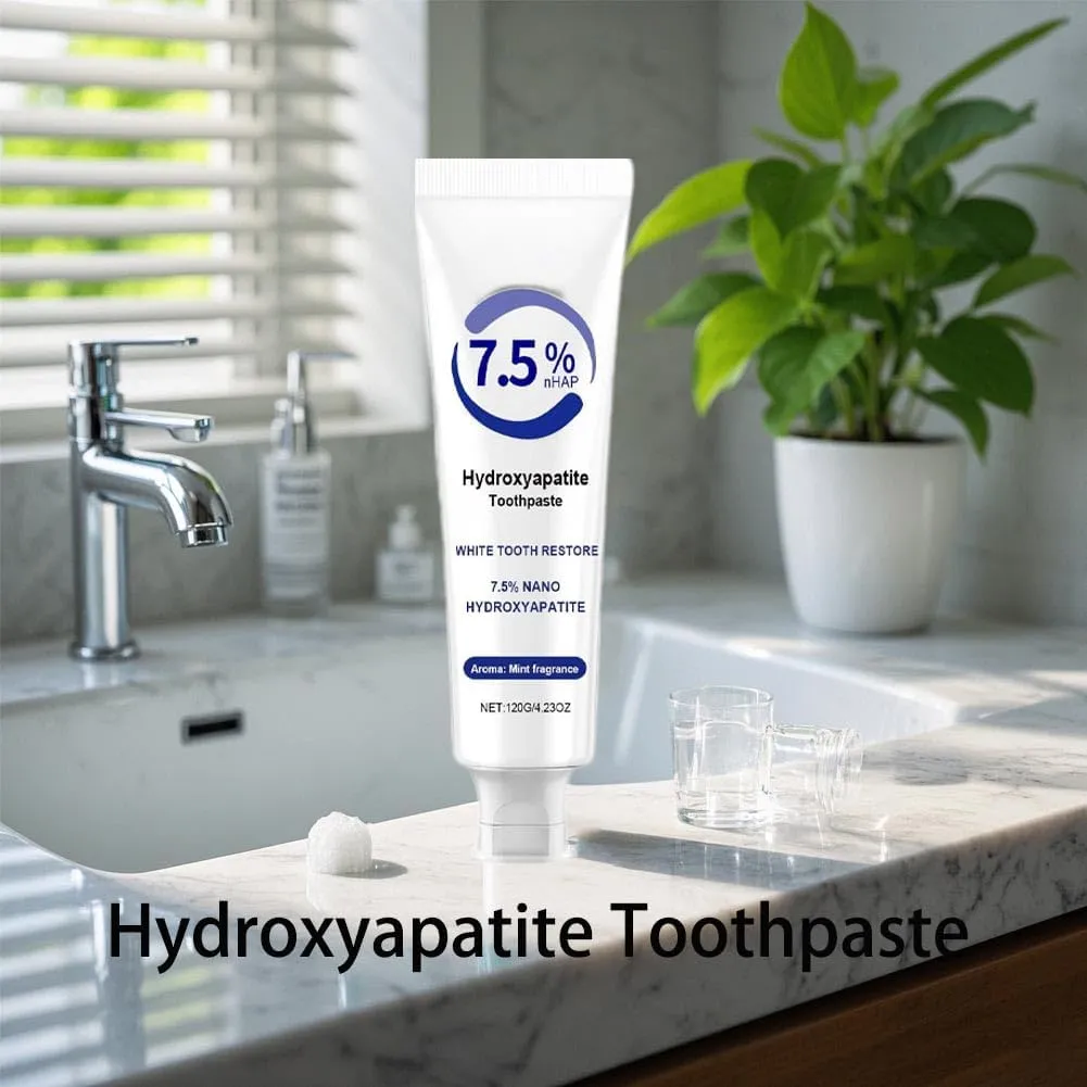 7.5% Hydroxyapatite Toothpastes, Nano Fluoride Free Hydroxyapatite Toothpaste for Enamel Protection and Tooth Strengthening, Fresh Mint Deep Cleansing Toothpaste for Teeth (3, White-Blue)