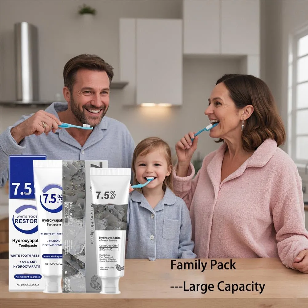 7.5% Hydroxyapatite Toothpastes, Nano Fluoride Free Hydroxyapatite Toothpaste for Enamel Protection and Tooth Strengthening, Fresh Mint Deep Cleansing Toothpaste for Teeth (3, White-Blue)