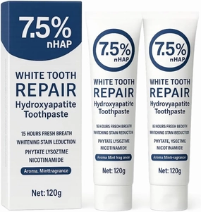 7.5% Hydroxyapatite Toothpaste – Fluoride-Free Nano Formula for Whitening, Repair & Teeth Strengthening, Fresh Mint Flavor, Natural Oral Care