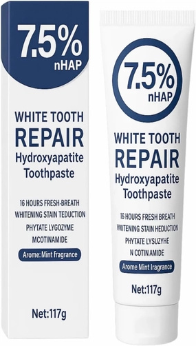 7.5% Hydroxyapatite Toothpaste – Fluoride-Free Whitening & Enamel Support, Gentle Nano Formula for Sensitive Teeth, Fresh Mint, Natural Daily Care