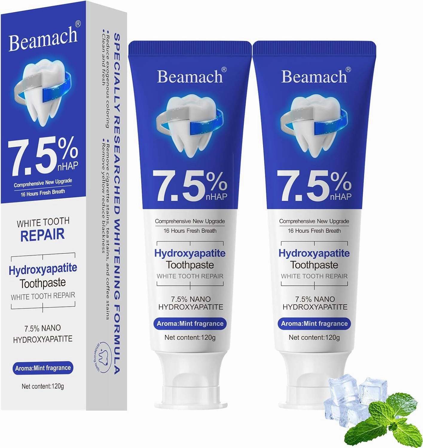 7.5% Hydroxyapatite Toothpaste – Nano Hydroxyapatite Whitening Toothpaste for Enamel Protection & Tooth Strengthening, Fluoride-Free Probiotic Formula with Gentle Mint Flavor & Fresh Breath (2)