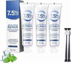 7.5% Hydroxyapatite Toothpaste for Enamel Repair&Whitening Strengthens Teeth,Restores Enamel Gentle Mint Flavor for Fresh Breath Daily Use for Sensitive Teeth & Optimal Oral Care (3PCS)