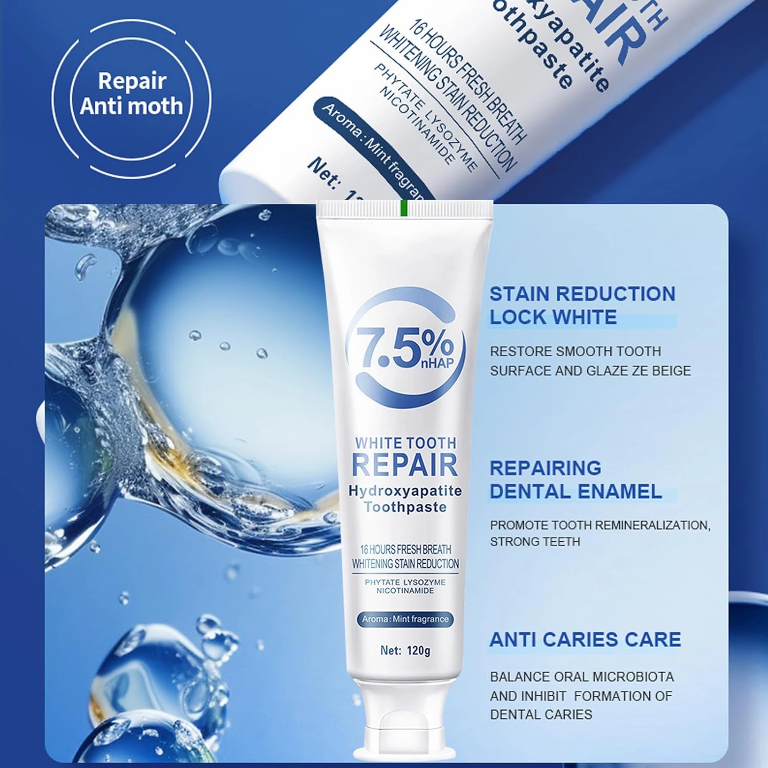 7.5% Hydroxyapatite Toothpaste for Enamel Repair&Whitening Strengthens Teeth,Restores Enamel Gentle Mint Flavor for Fresh Breath Daily Use for Sensitive Teeth & Optimal Oral Care (3PCS)