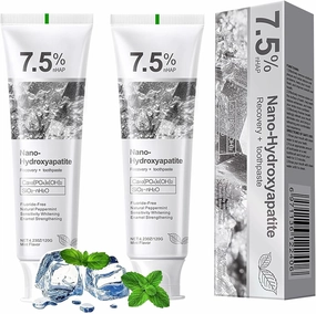 7.5% Hydroxyapatite Toothpaste,Hydroxyapatite Toothpastes for Enamel Protection and Tooth Strengthening,Gentle and Effective,Strengthens Enamel, Repairs Tooth Surface（2PCS,4.23 oz）