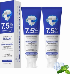 7.5% Hydroxyapatite Toothpaste, Nano Hydroxyapatite Toothpaste for Enamel Protection and Tooth Strengthening, Fluoride-Free Formula, Gentle Mint, Fresh Breath