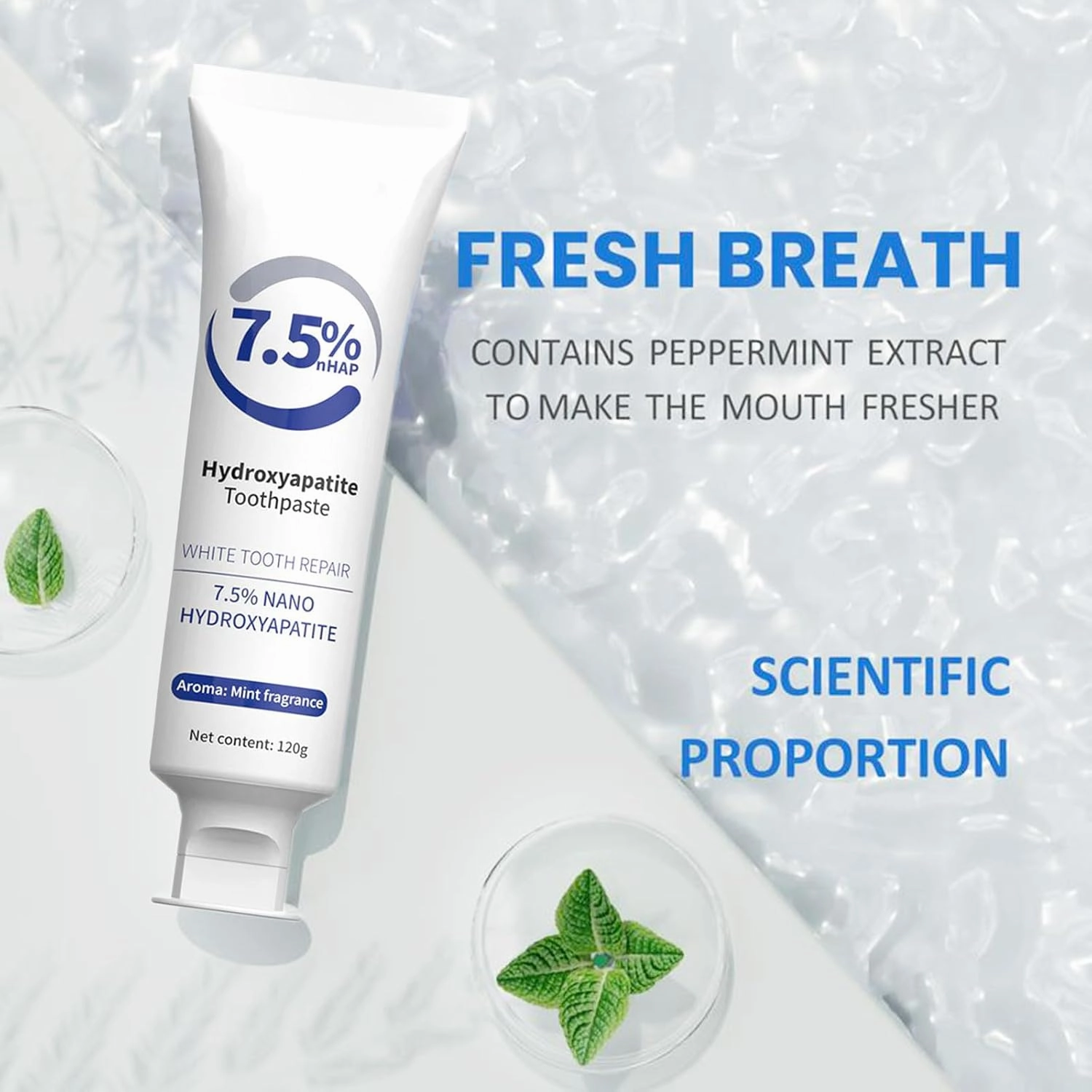 7.5% Nano Hydroxyapatite Toothpaste, Hydroxyapatite Toothpaste for Advanced Enamel Protection, 4.23oz (3)
