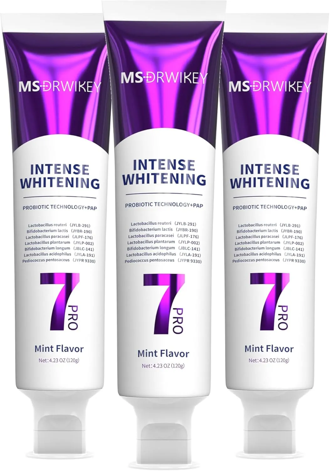 7Pro Deep Whitening Toothpaste with 7 Probiotics - Advanced Formula for Stain Removal and Gum Health - Fluoride-Free, Enamel-Safe, Fresh Mint Flavor, 4.23 oz (3)