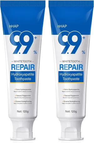 9.9% Hydroxyapatite Toothpaste - 2 Pack, Cleans and Cares for Oral Health, Freshens Breath, Non-Irritating, Natural and Safe, 8.46 Oz