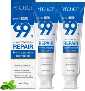 9.9% Hydroxyapatite Toothpaste(2Pcs), Nano Hydroxyapatite Toothpaste for Enamel Protection and Tooth Strengthening (Fluoride Free), Fresh Mint Flavor, Daily Use for Oral Health