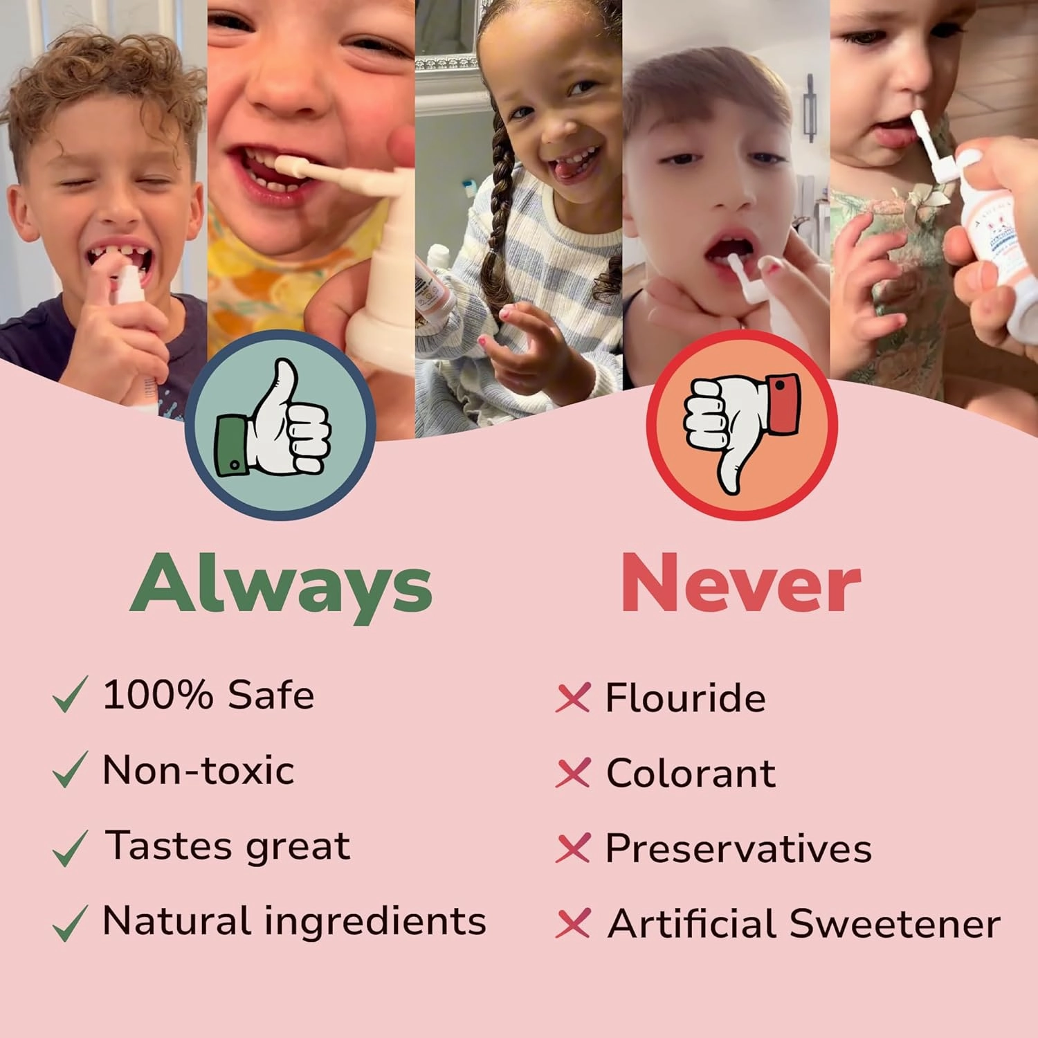 Abera Anti-Caries Kids Oral Spray, Fluoride Free Toddler Toothpaste Helper for Cavity Repair and Fresh Breath, 360 Degree Rotating Spout Easy to Use for Newborn to Preschooler, 1.35 fl Oz, Pack of 2