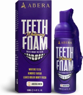 Abera Purple Teeth Whitening Foam | Instant Whitening & Colour Corrector | Cleans Aligners, Braces & Freshens Breath | Natural, Peroxide-Free Formula (5.07 Fl Oz)