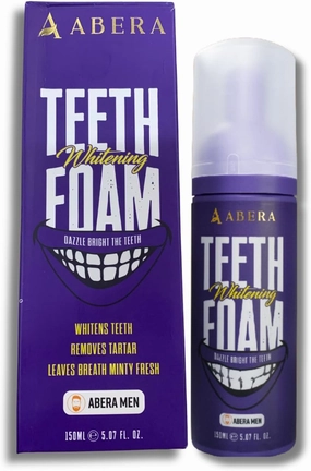 Abera Purple Teeth Whitening Foam | Instant Whitening & Colour Corrector | Cleans Aligners, Braces & Freshens Breath | Natural, Peroxide-Free Formula (5.08 Fl Oz)