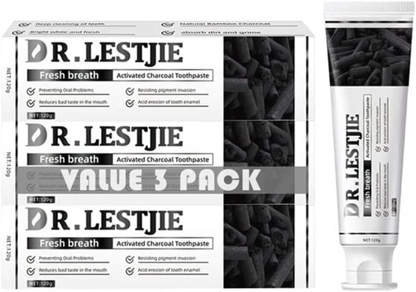 Activated Charcoal Toothpaste,Clean Mint- 100% Charcoal Teeth Whitening Toothpaste for Sensitive Teeth Strengthens Teeth Enamel and Gums 4.23oz-3Pack