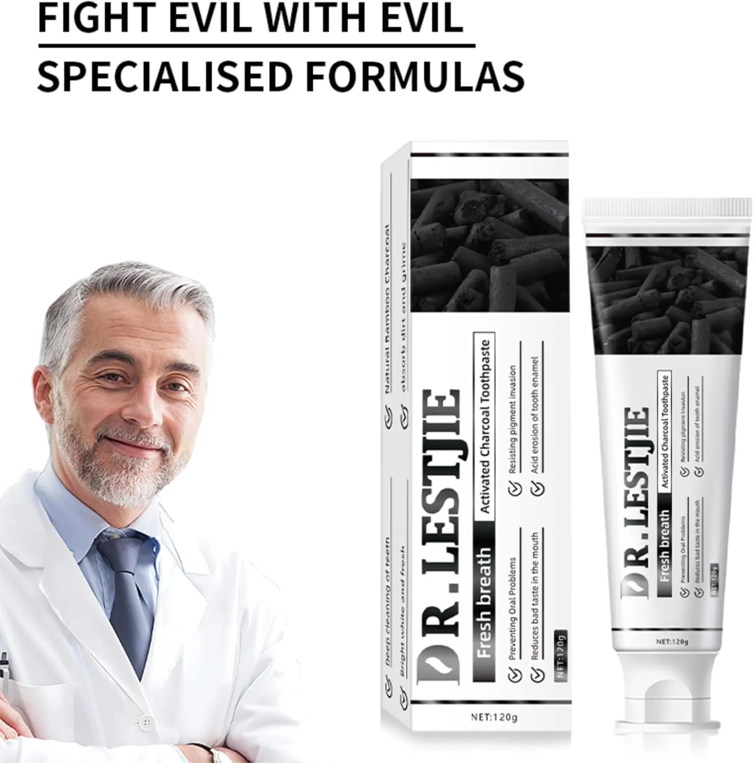 Activated Charcoal Toothpaste,Clean Mint- 100% Charcoal Teeth Whitening Toothpaste for Sensitive Teeth Strengthens Teeth Enamel and Gums 4.23oz-3Pack