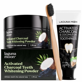 Activated Charcoal Teeth Whitening Powder with Whitening Charcoal Toothpaste for Teeth Stain Remover, Sensitive Teeth, Enamel Repair and Cavity Protection
