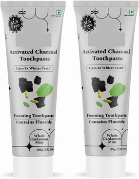 Activated Charcoal Toothpaste & Mouthwash Combo | SLS, Titanium Dioxide & Alcohol Free | Bamboo Charcoal for 3X Whiter Teeth | Enamel Safe Teeth Whitening Toothpaste for Men & Women -Pack of 2