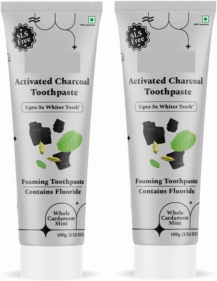 Activated Charcoal Toothpaste & Mouthwash Combo | SLS, Titanium Dioxide & Alcohol Free | Bamboo Charcoal for 3X Whiter Teeth | Enamel Safe Teeth Whitening Toothpaste for Men & Women -Pack of 2