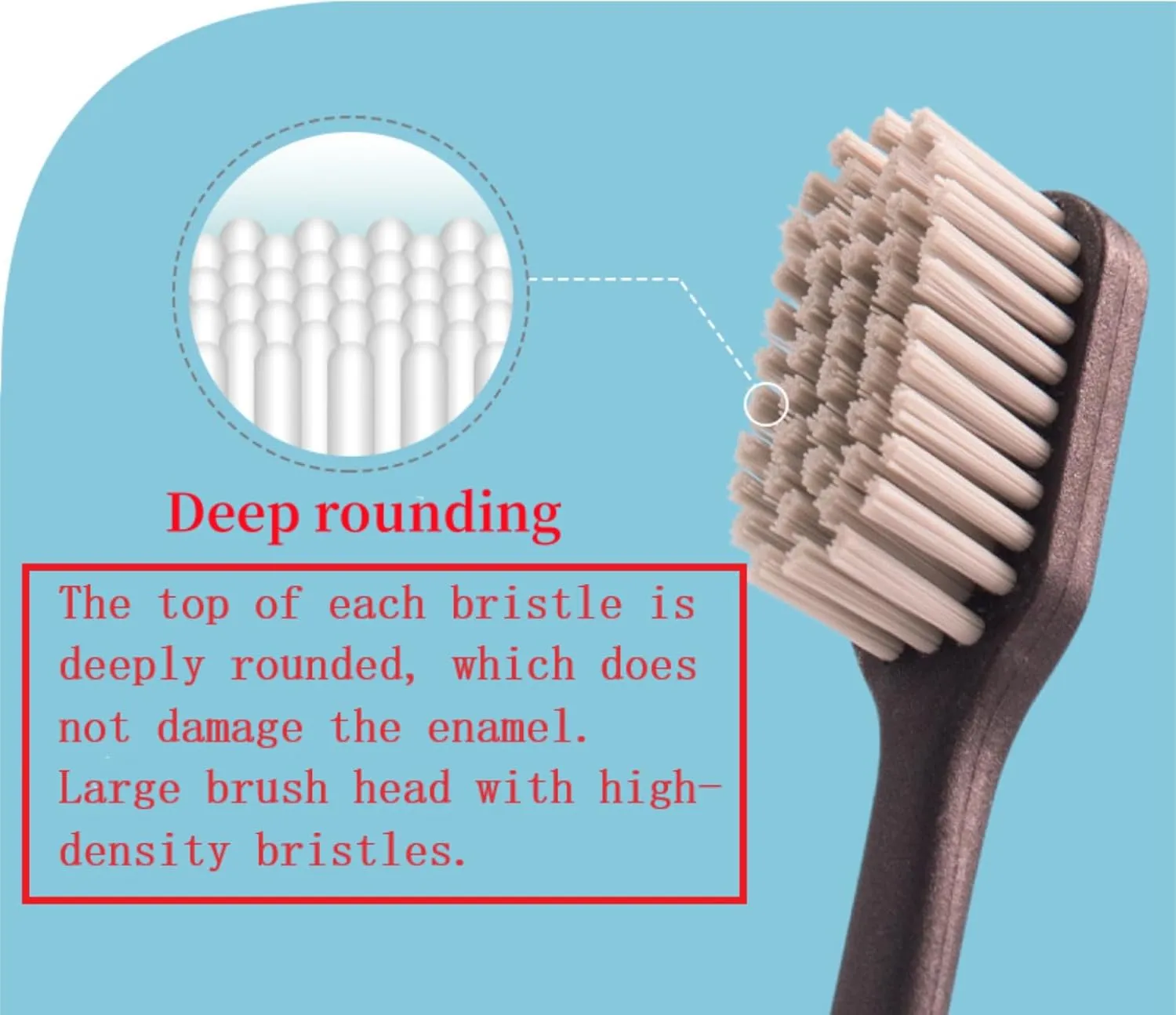 Adult Manual Hard bristled toothbrushes with Cover, Big Head Medium Size,for Cleaning Smoke Stain, Tartar, Coffee Stain, Tea Stain.【Hard Bristle Black,5 Count (Pack of 1)】