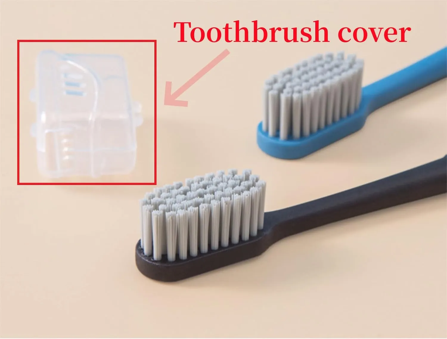 Adult Manual Hard bristled toothbrushes with Cover, Big Head Medium Size,for Cleaning Smoke Stain, Tartar, Coffee Stain, Tea Stain.【Hard Bristle Black,5 Count (Pack of 1)】