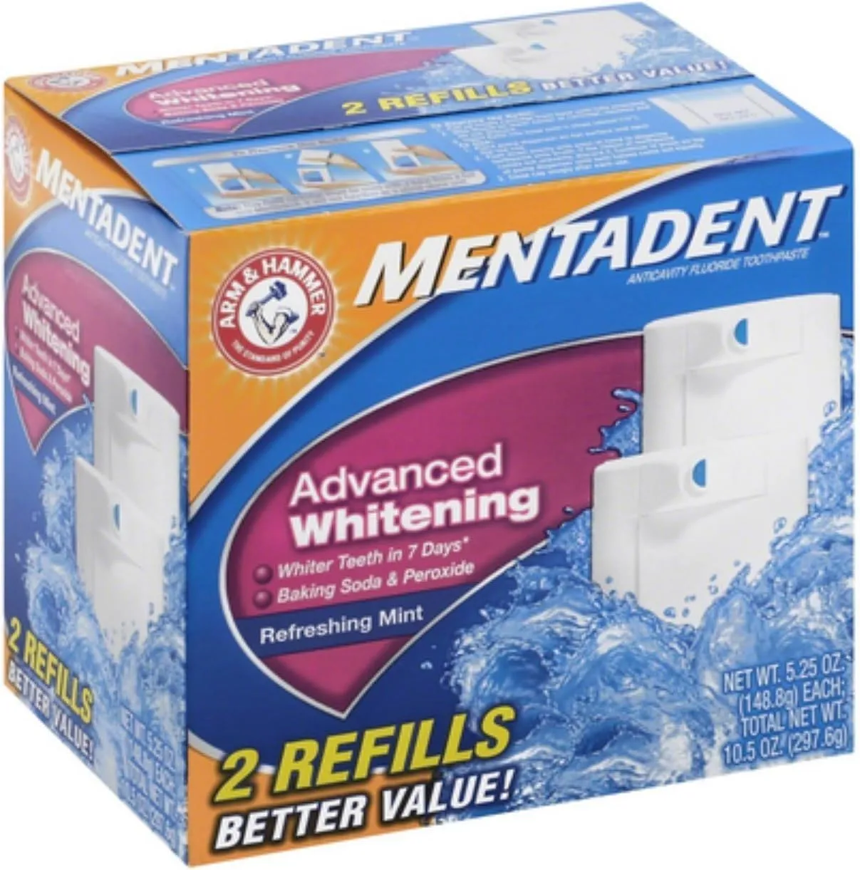 Advanced Whitening Refreshing Mint Toothpaste - 2 Refills, 10.50 Ounce (Does Not Include Base)