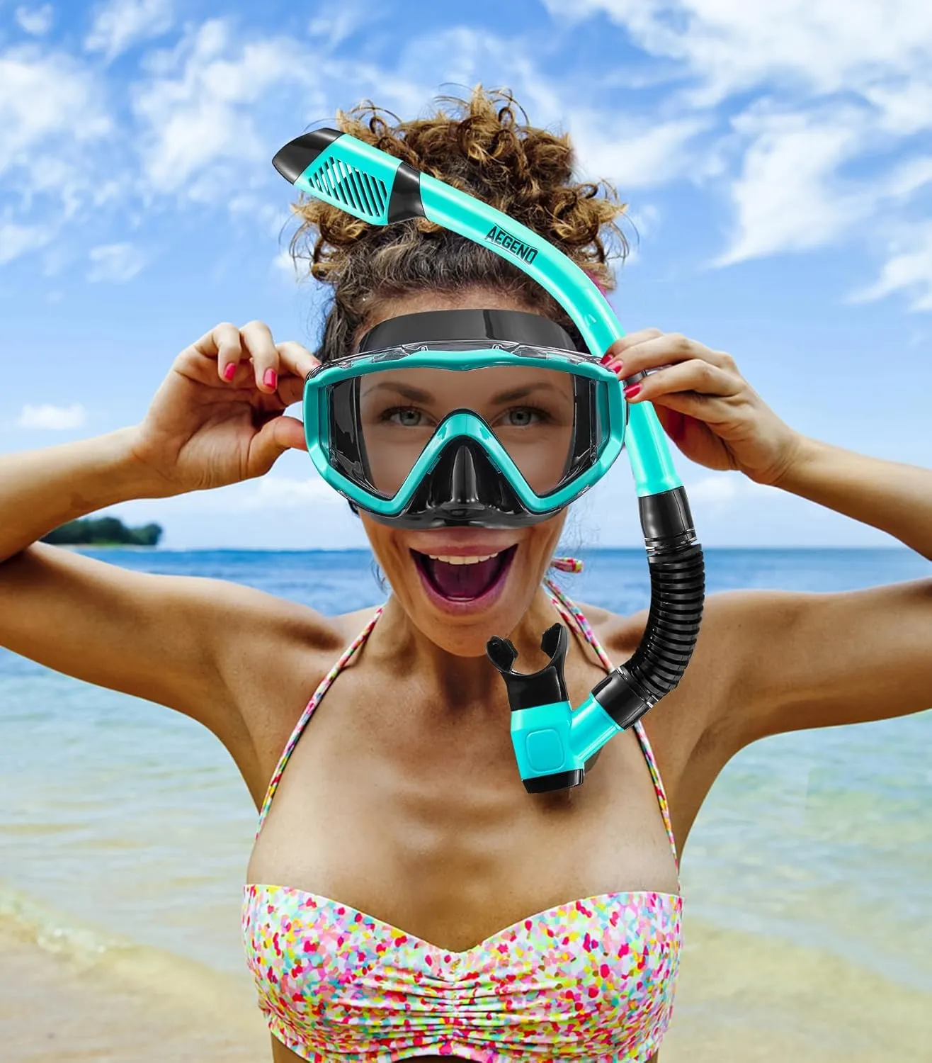 Aegend Snorkeling Gear for Adults, Dry Snorkel Set Panoramic View Enhanced Anti-Leak and Anti-Fog Technology, Adjustable Strap for Snorkeling Scuba Diving Swimming with Mesh Bag