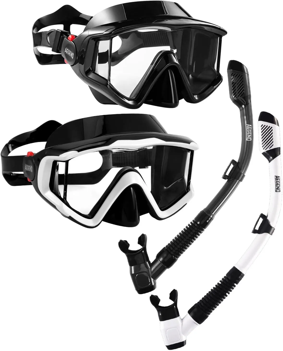 Aegend Snorkeling Gear for Adults, Dry Snorkel Set Panoramic View Enhanced Anti-Leak and Anti-Fog Technology, Adjustable Strap for Snorkeling Scuba Diving Swimming with Mesh Bag