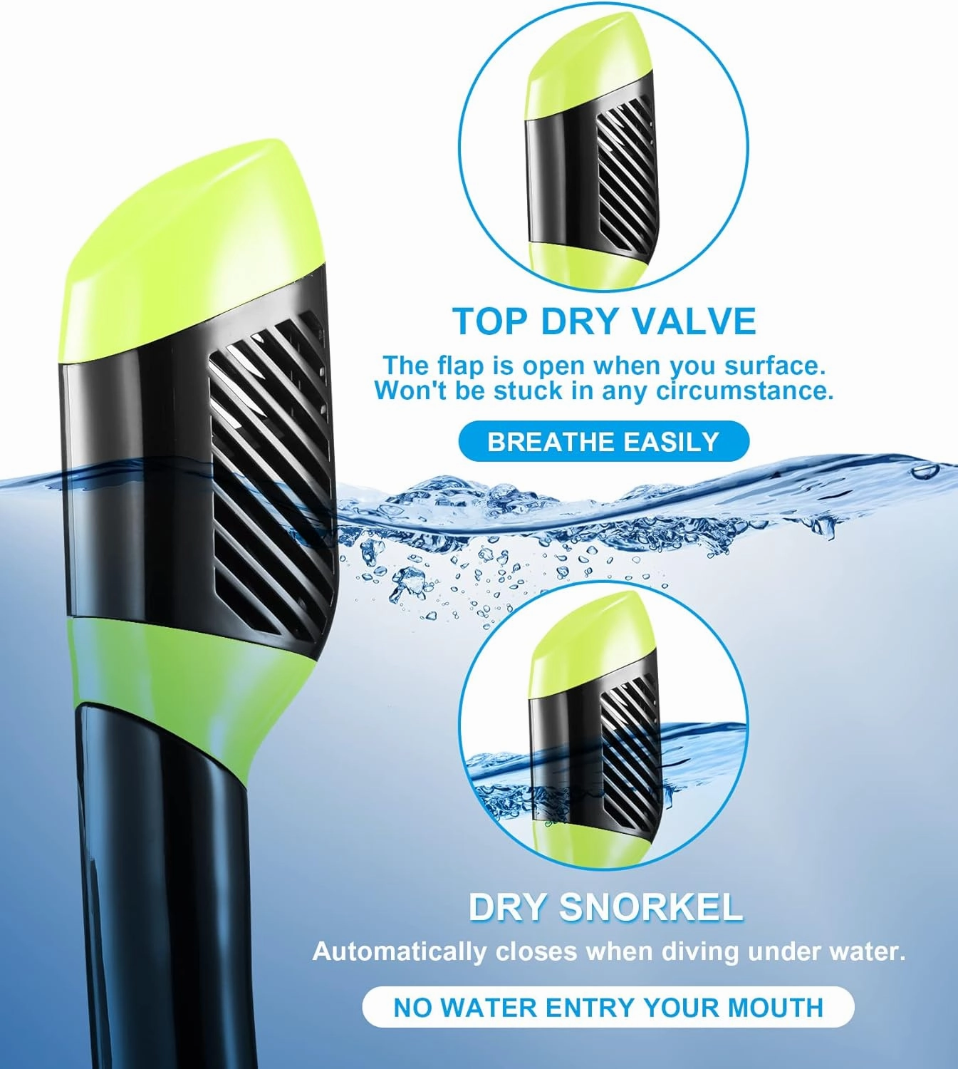 Aegend Snorkeling Gear for Adults, Dry Snorkel Set Panoramic View Enhanced Anti-Leak and Anti-Fog Technology, Adjustable Strap for Snorkeling Scuba Diving Swimming with Mesh Bag