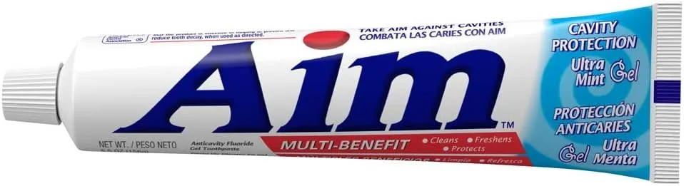Aim Multi-Benefit Cavity Protection Gel Toothpaste, Ultra Mint 5.50 oz (Pack of 11)