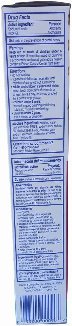 Aim Toothpaste Gel Whitening Toothpaste With Baking Soda, Fresh Mint, 5.5 oz (Pack of 4)