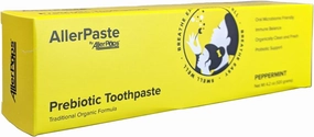 AllerPaste Prebiotic Toothpaste – support for oral probiotics, immunity and lasting sinus health; traditional veggie oil-based formula to combine oil-pulling and brushing together (Peppermint, 4.2 oz)