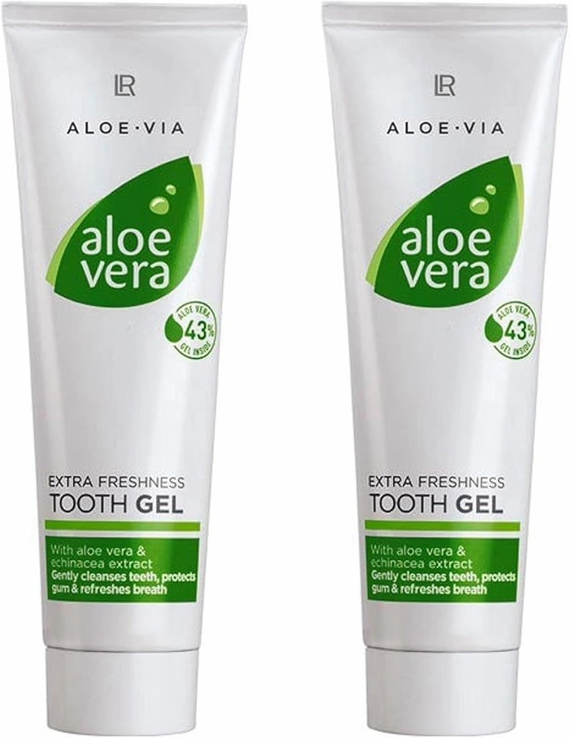 Aloe Vera Tooth Gel LR Extra Freshness – Fluoride-Free Herbal Toothpaste with Echinacea – 2 Pack x 100ml Tubes – Made in Germany
