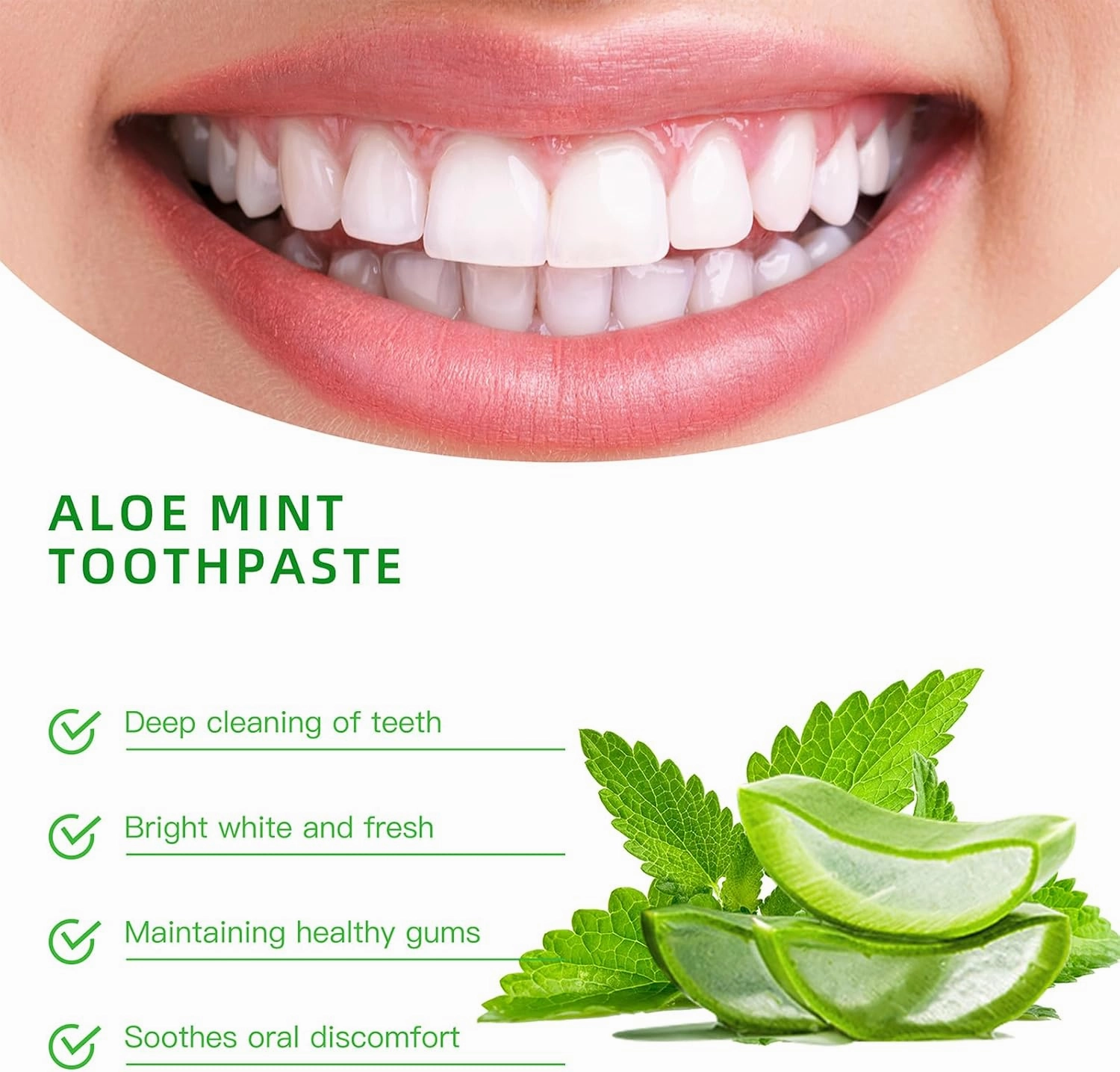 Aloevera Toothpaste Minty Flavour Cleaning Toothpaste Helps Deep Cleaning Teeth Fresh Breath Strengthens Tooth Enamal Kids Friendly SLS Free Non-Toxic 4.23oz-3Pack