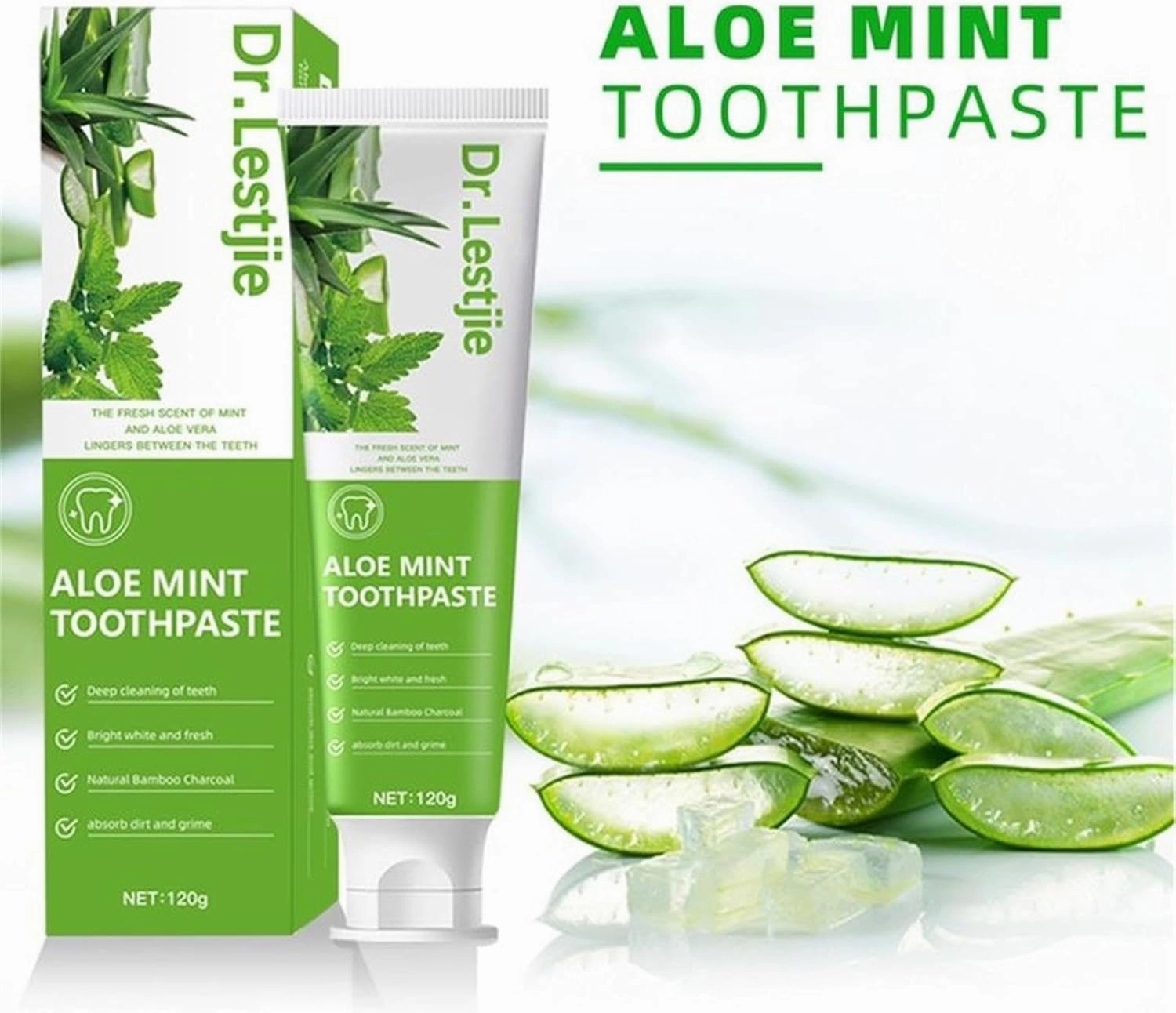Aloevera Toothpaste Minty Flavour Cleaning Toothpaste Helps Deep Cleaning Teeth Fresh Breath Strengthens Tooth Enamal Kids Friendly SLS Free Non-Toxic 4.23oz-3Pack