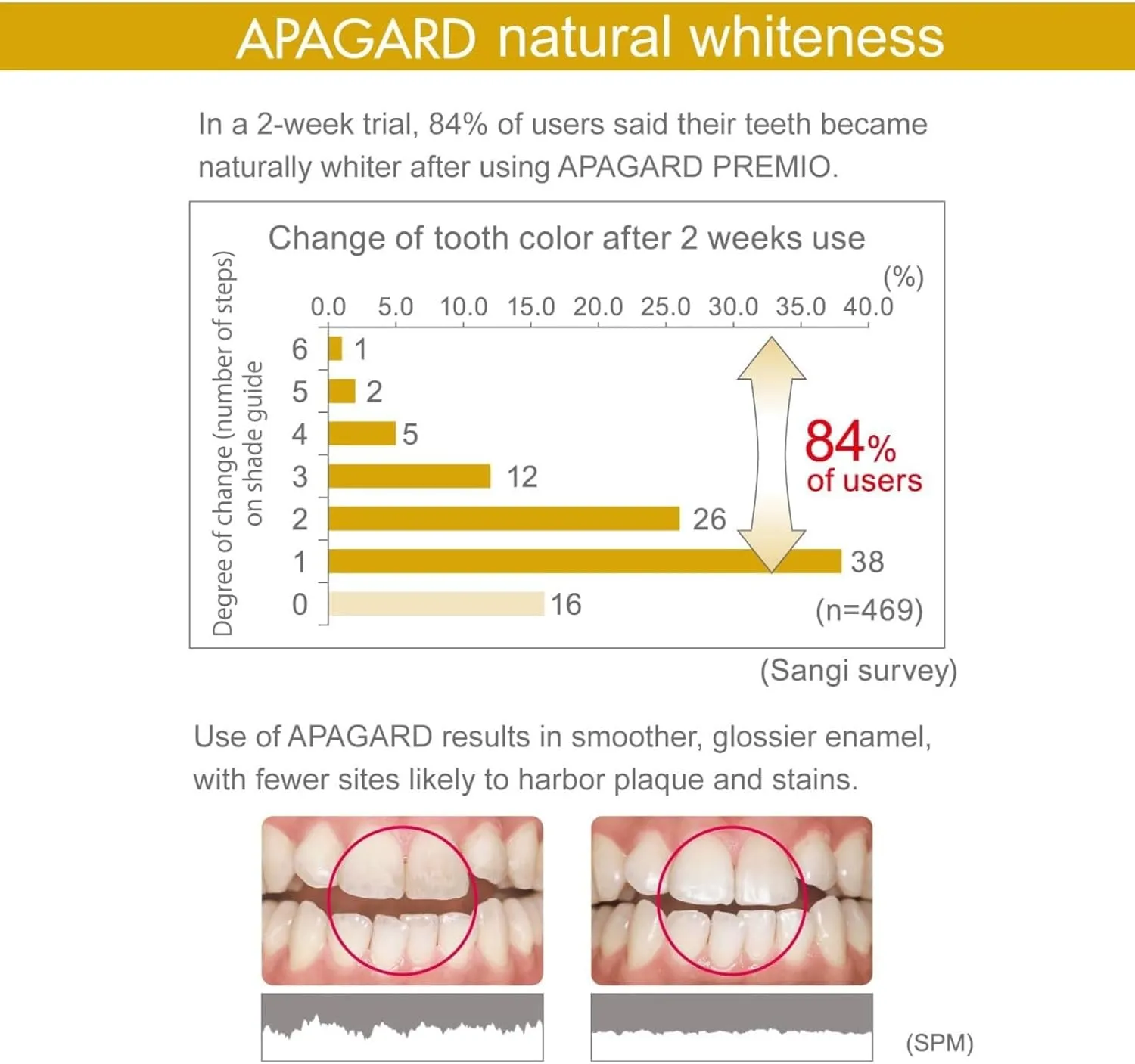 APAGARD® Premio, Sangi's Nano-Hydroxyapatite Toothpaste for Naturally Whiter Teeth, No Fluoride, for Family use, 105g / 3.7 oz, Double Mint Flavor, Pack of 1