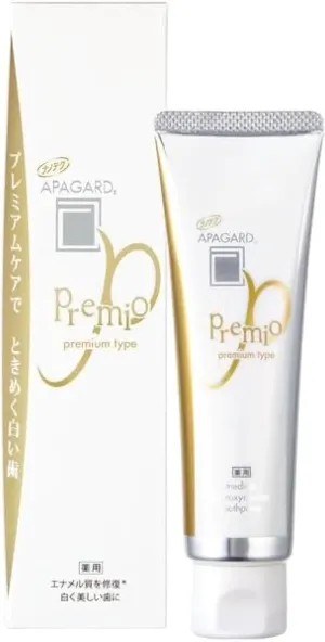 APAGARD® PREMIO, Sangi's Nano-Hydroxyapatite Toothpaste for Naturally Whiter Teeth, No Fluoride, PREMIUM Type, 100g / 3.5 oz, Double Mint Flavor