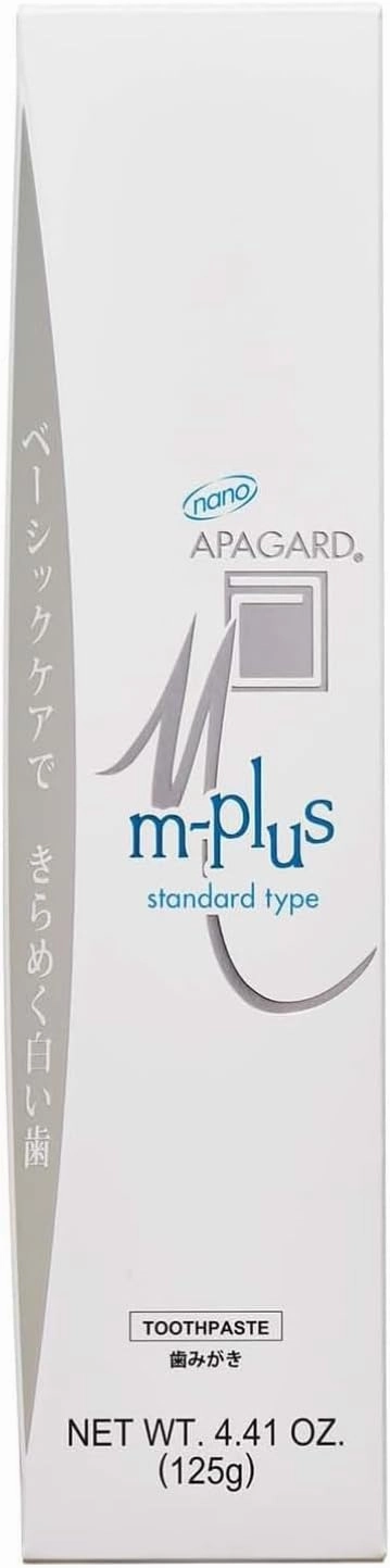 APAGARD® M-Plus, Sangi's Nano-Hydroxyapatite Toothpaste for Naturally Whiter Teeth, No Fluoride, for Family use, 125g / 4.4 oz, Mild Mint Flavor, Pack of 3