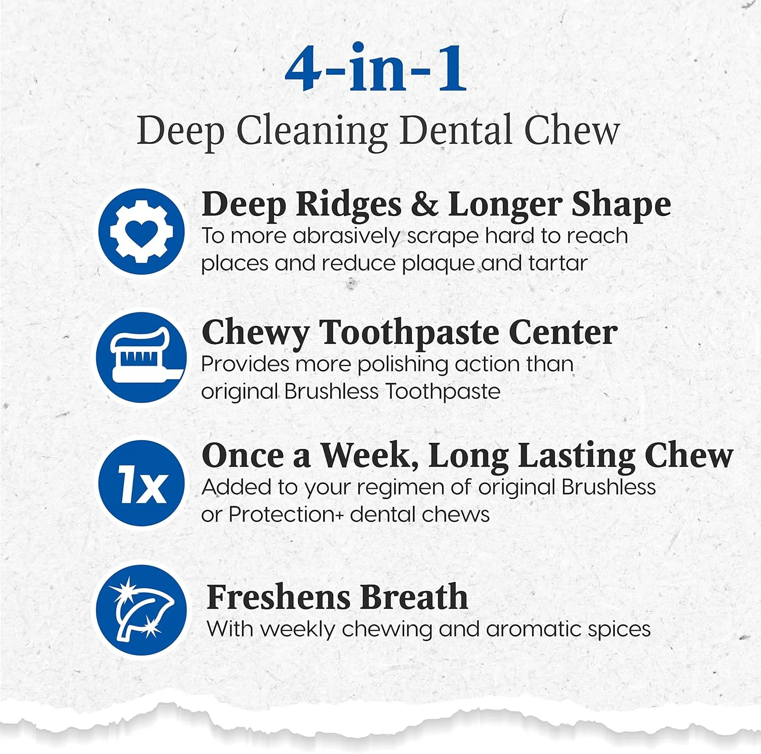 Ark Naturals Extreme Clean Brushless Toothpaste for Large Breeds, 18 oz Bag, Long-Lasting Dog Dental Chew with Toothpaste Center, Freshen Breath, Reduce Plaque & Tartar