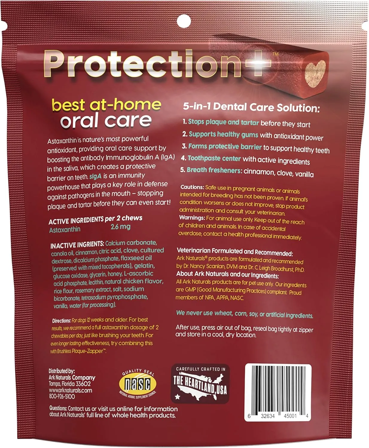 ARK NATURALS Protection Plus Brushless Toothpaste for Medium Breeds, 18 oz Bag, Dog Dental Chew with Toothpaste Center, Prevent Plaque & Tartar, Freshen Breath