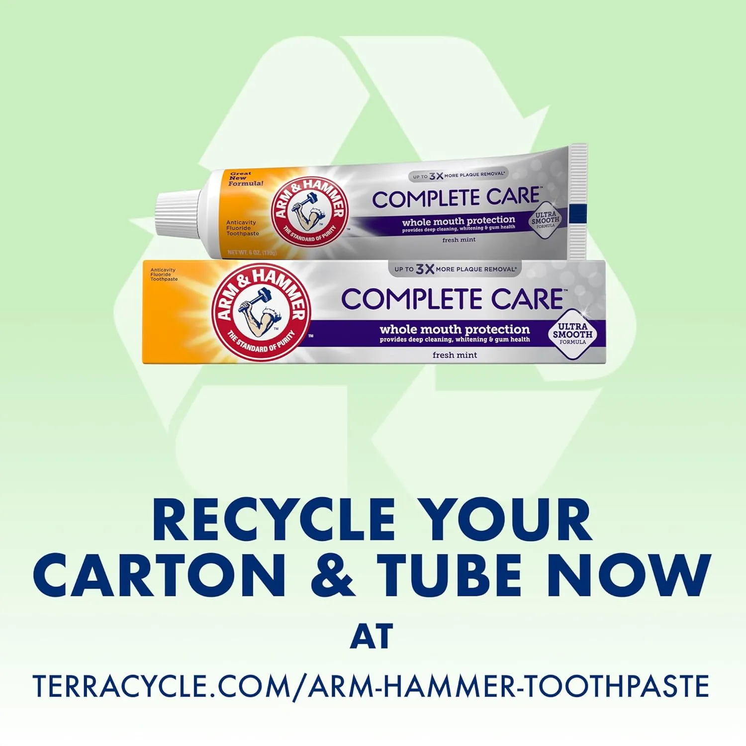 ARM & HAMMER Complete Care Toothpaste, Teeth Whitening Toothpaste with Baking Soda, Fluoride, Whole Mouth Protection, Fresh Mint Flavor, 6.0 oz (Pack of 4)