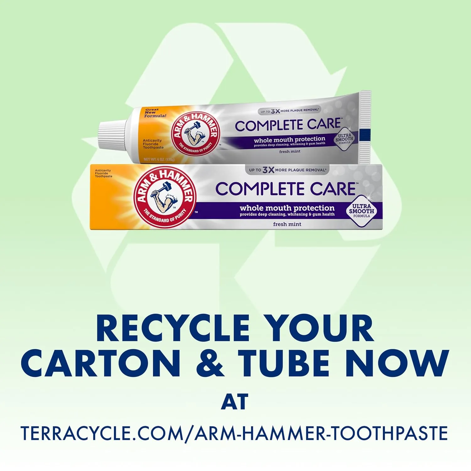 ARM & HAMMER Complete Care Toothpaste, Teeth Whitening Toothpaste with Baking Soda, Fluoride, Whole Mouth Protection, Fresh Mint Flavor, 6.0 oz (Pack of 4)
