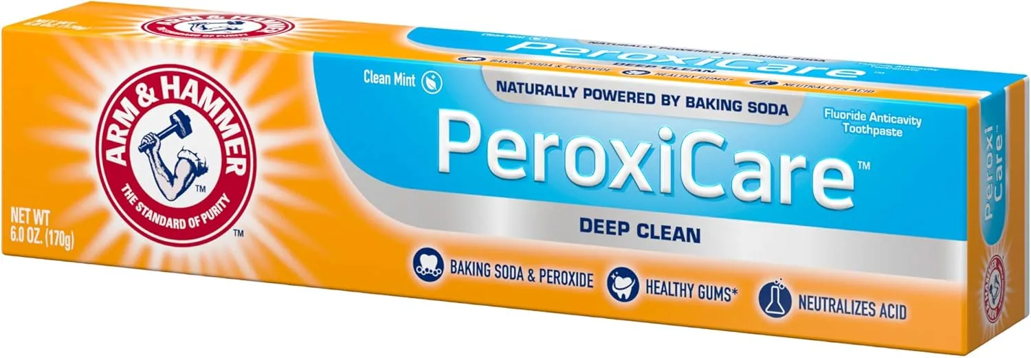 ARM & HAMMER Peroxicare Toothpaste – Clean Mint- Fluoride Toothpaste , 6 Ounce (Pack of 6)