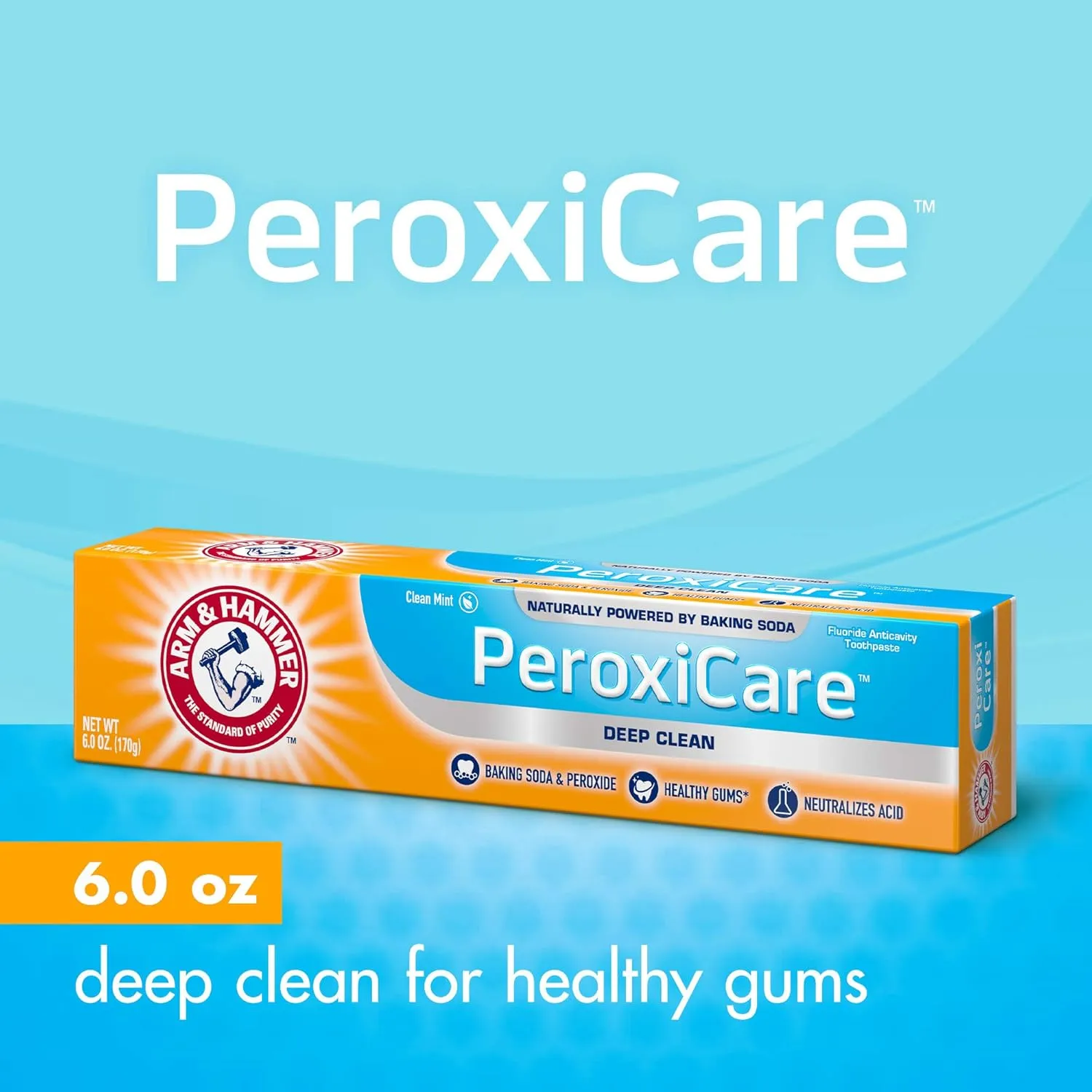 ARM & HAMMER Peroxicare Toothpaste – Clean Mint- Fluoride Toothpaste , 6 Ounce (Pack of 6)