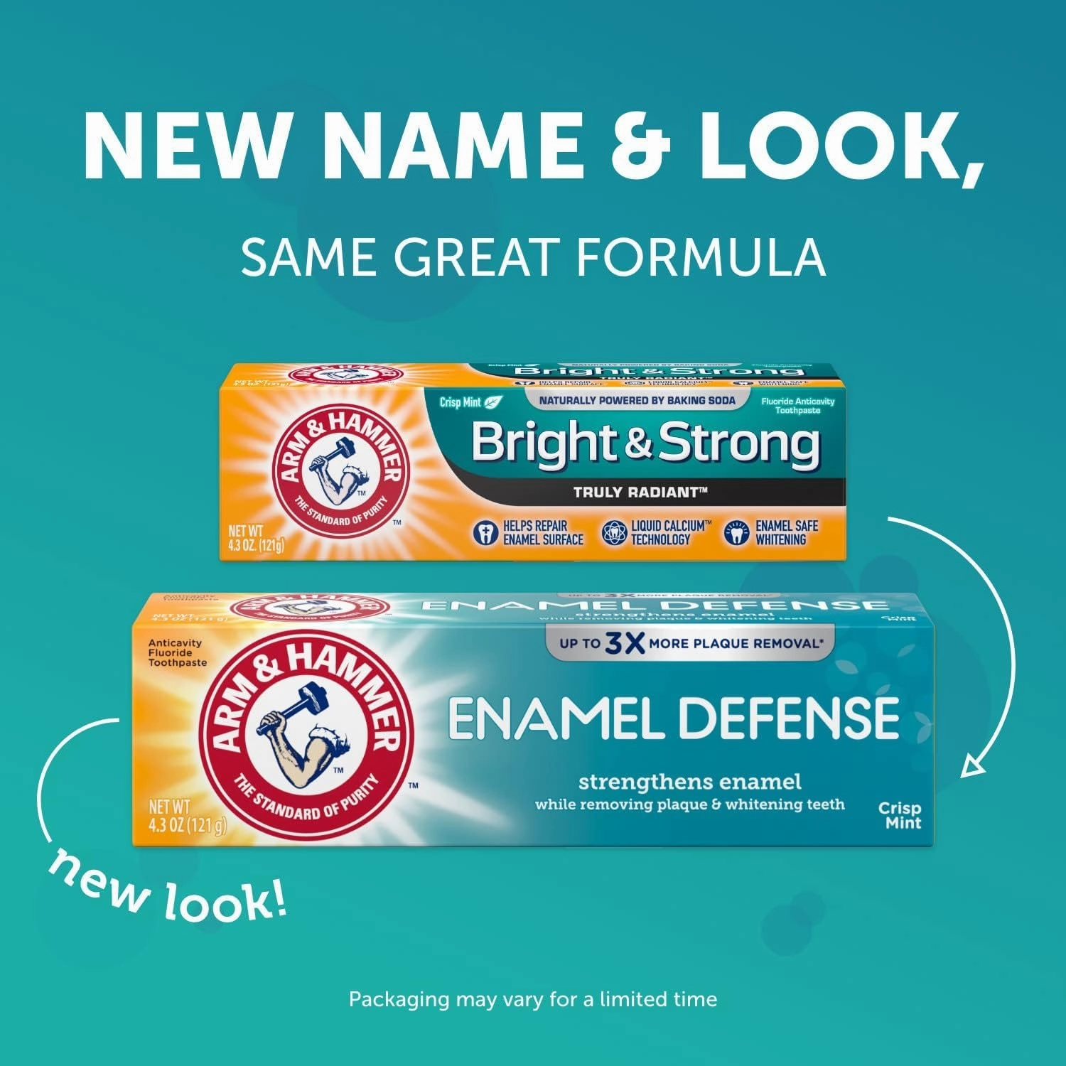 ARM & HAMMER Enamel Defense Toothpaste, Crisp Mint 4.3 oz (Pack of 7)