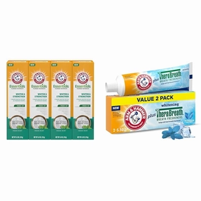 ARM & HAMMER Essentials Whiten & Strengthen Fluoride Toothpaste & Toothpaste Plus TheraBreath Breath Fresheners, Invigorating ICY Mint Flavor, Whitening Anticavity Fluoride Toothpaste