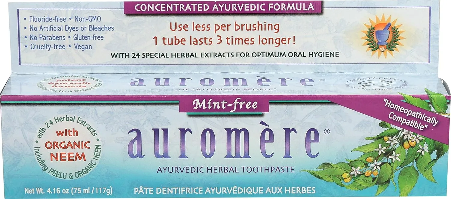 Auromere 6-PACK Mint-Free Ayurvedic Toothpaste