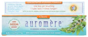 Auromere Ayurvedic Classic Licorice Herbal Toothpaste, Fluoride Free, Gluten Free, 4.16 Ounce (Pack of 3)