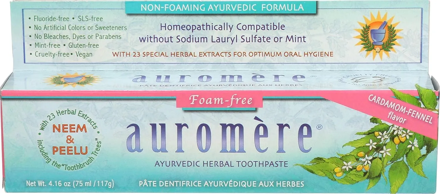 Auromere Foam Free Cardamom Fennel Toothpaste (5 Pack) 5